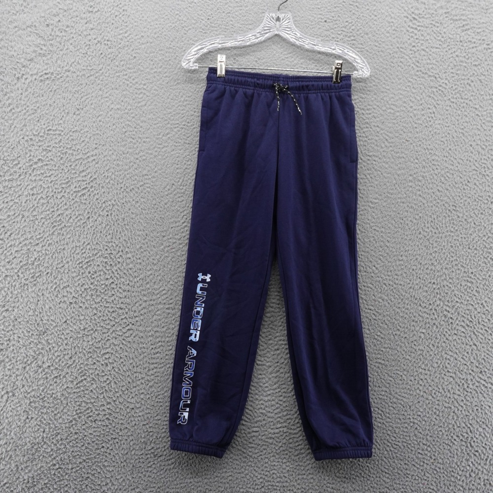 Under Armour Kids Youth Medium Navy Blue Jogger Sweatpants Athletic NEW‎